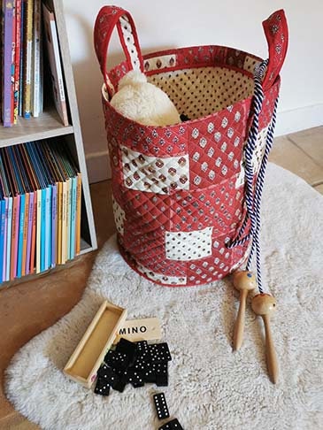 French Handmade Tote Bag Stylish Beach Bag Made in France Quilted Blue Green Pink Orange Blue White Red