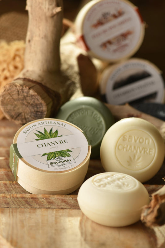 Natural Spa Round Soap in Wooden Decorative Gift Box Made in France Several Natural Scents Hemp Argan Oil Honey Green Tea