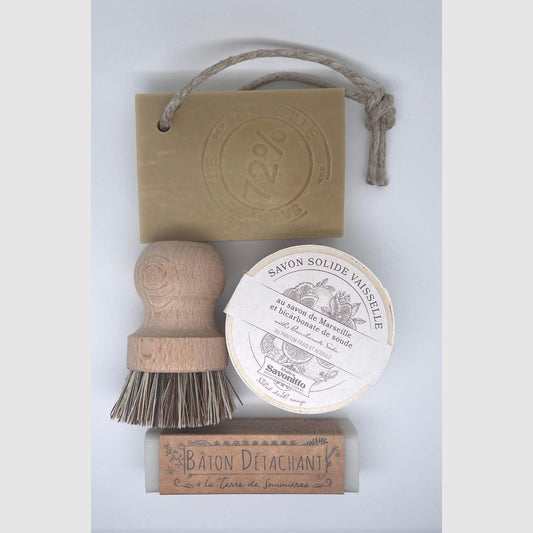Provence French Eco-Friendly Home Cleaning Set Made in France Dish Soap Cleaning Brush Stain Remover Marseille Soap Gift set