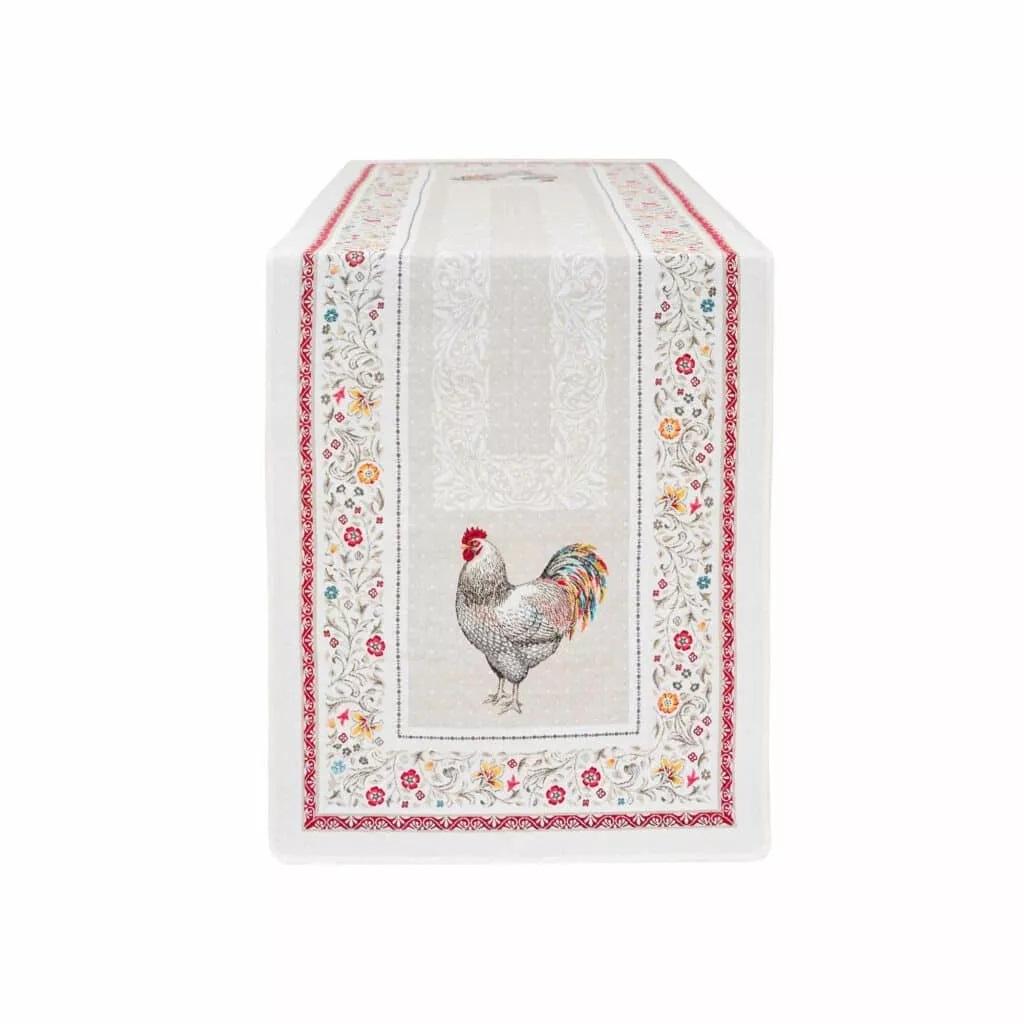 Rooster France Provence decorative table runner Jacquard woven tapestry "Lafayette"
