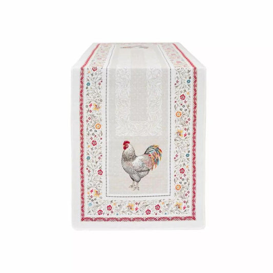 Rooster France Provence decorative table runner Jacquard woven tapestry "Lafayette"