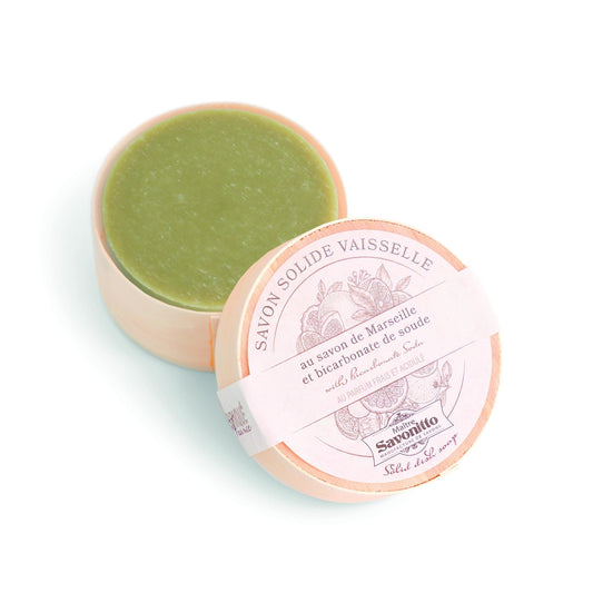 Solid French All Natural Dishwashing Soap Marseille Soap with Baking Soda in Eco Friendly Wooden Box
