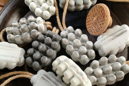 Natural Massage Soap Made in France With Massage Nubs and Hanging Rope Argan Grapeseed Honey Orange Blossom Amber