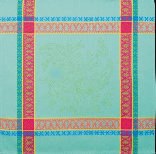 Set of Provence France Napkins jacquard woven Turquoise "Marius"