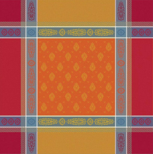 Set of Provence France Napkins jacquard woven Red Orange "Vaucluse"