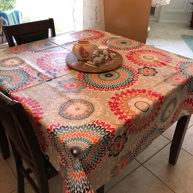 Square 61" Coated Tablecloth- Funky Red