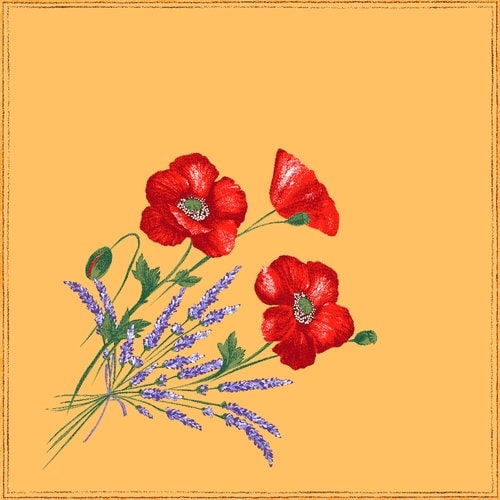 Set of Napkins - Poppy and Lavender Yellow