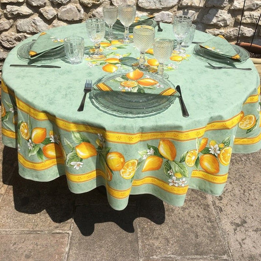 Round 70" Tablecloth - Lemon Green