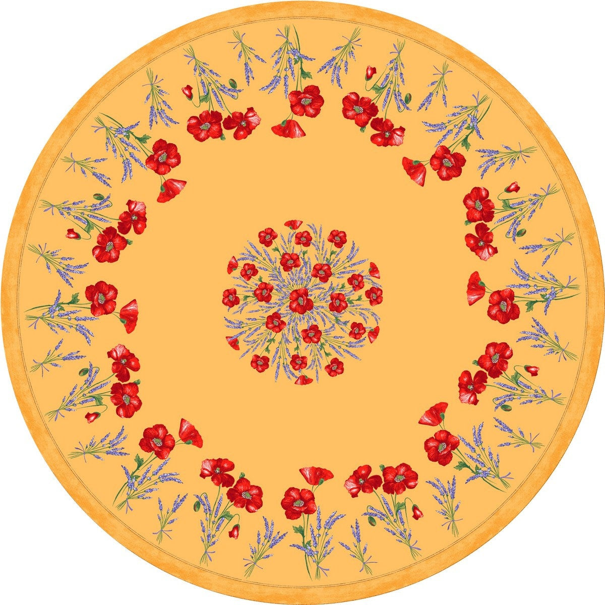 Round 70" Tablecloth - Poppy and Lavender Yellow