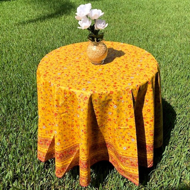 Round 70" Tablecloth - Gentiane Yellow