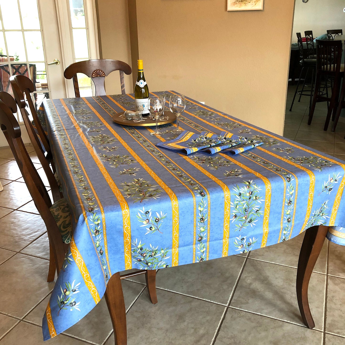 Rectangular 47" Tablecloth - Clos des Oliviers Blue