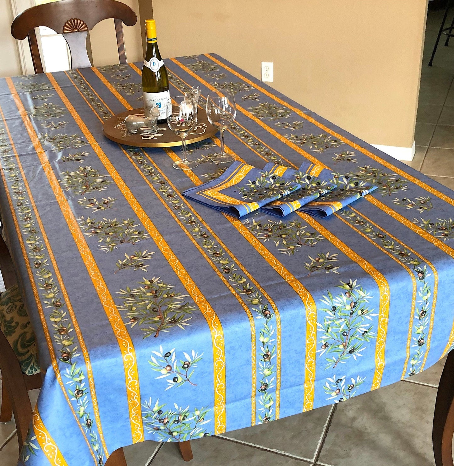 Rectangular 47" Tablecloth - Clos des Oliviers Blue