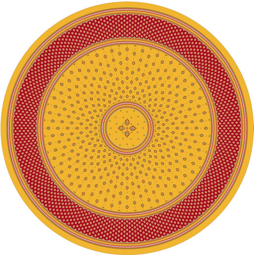 Round 70" Tablecloth - Sormiou Yellow and Red