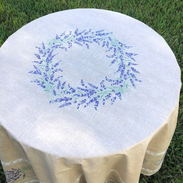 Round 70" Tablecloth - Lavender Beige