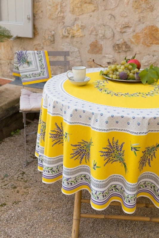 Round 90" Tablecloth - Lauris Yellow