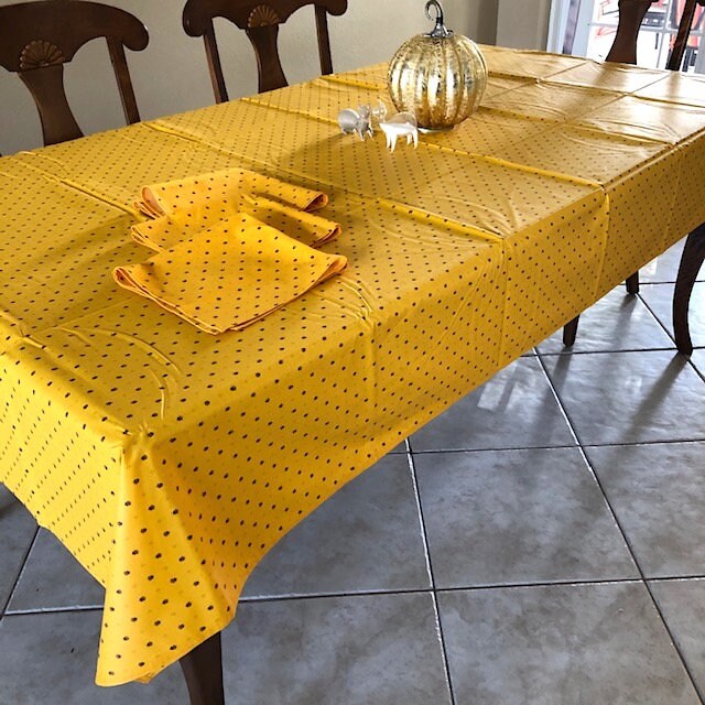 Rectangular 78", 98" or 137" Tablecloth - Calisson Yellow and Red All Over