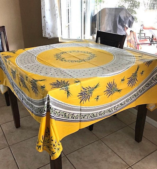 Square 69" Coated Tablecloth - Lauris Yellow