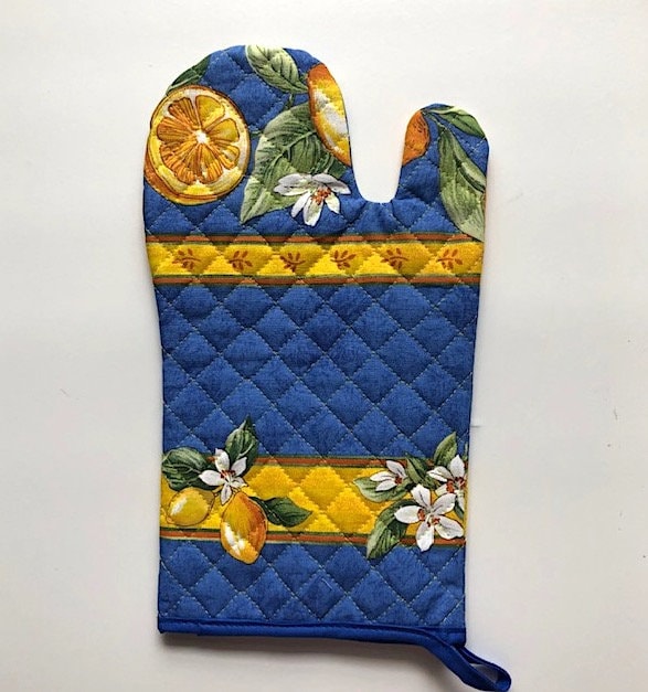 Oven Mitt - Lemon Blue