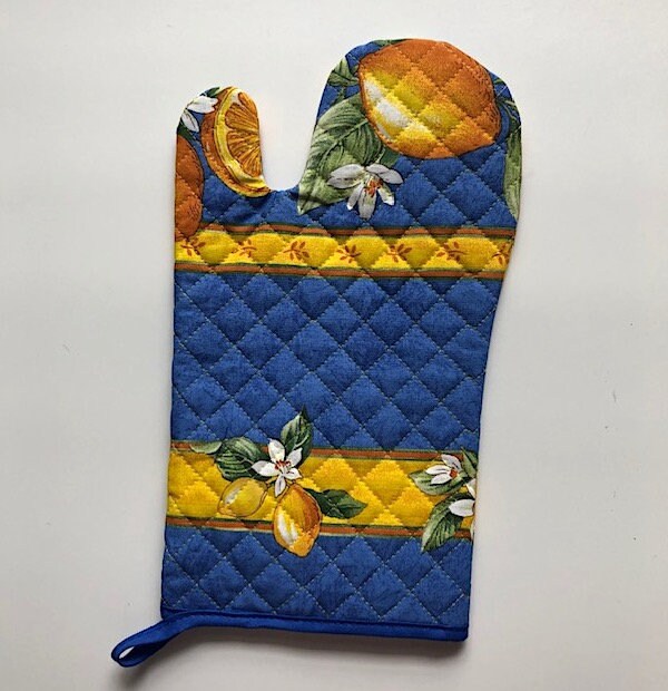 Oven Mitt - Lemon Blue