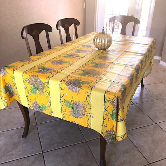 Rectangular 137" Tablecloth - Lavender Bouquet Yellow