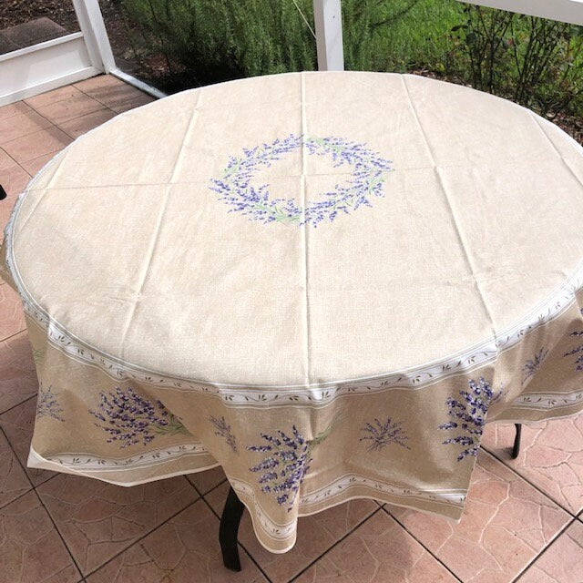 Round 70" Tablecloth - Lavender Beige