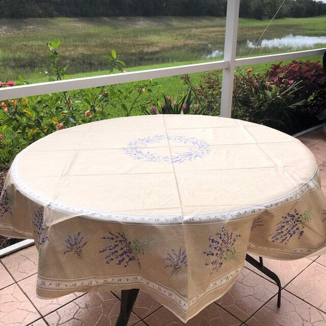 Round 70" Tablecloth - Lavender Beige