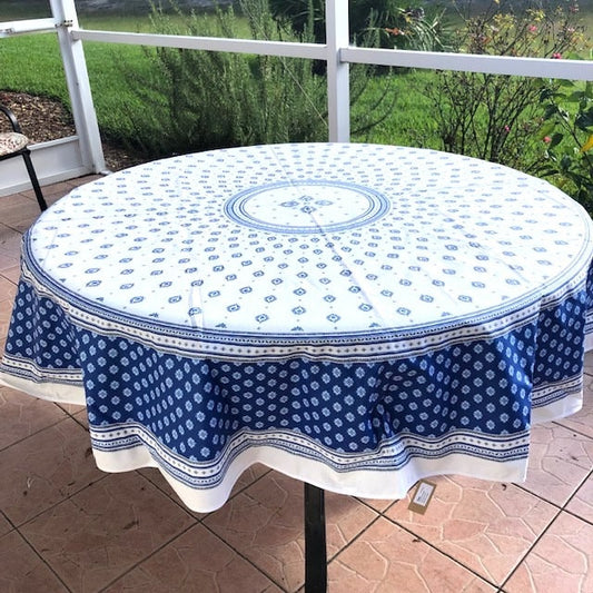 Round 70" Tablecloth - Sormiou Blue