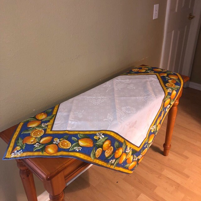 Square 40" Table Cover - Lemon Blue