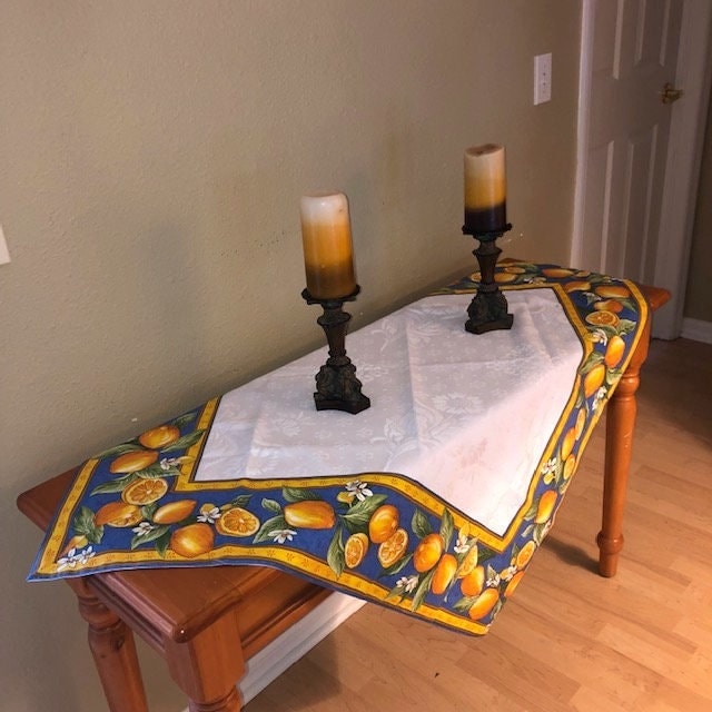 Square 40" Table Cover - Lemon Blue