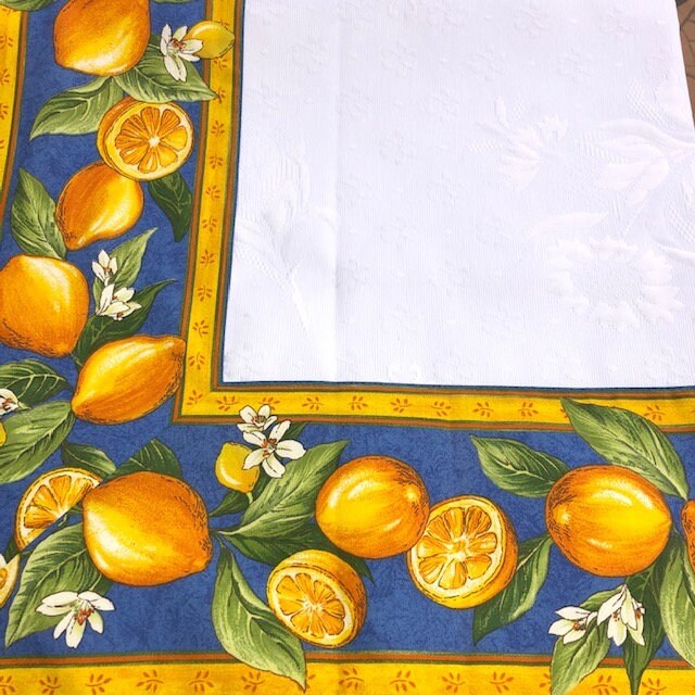 Square 40" Table Cover - Lemon Blue