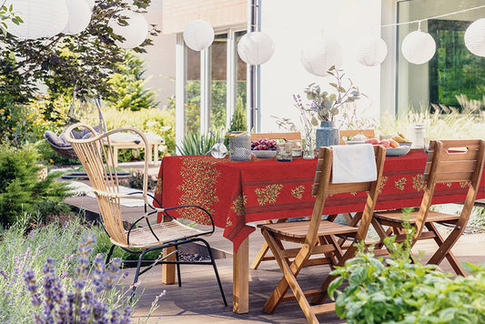 Rectangular 47", 78", 98" or 118" Tablecloth - Clos des Oliviers Red