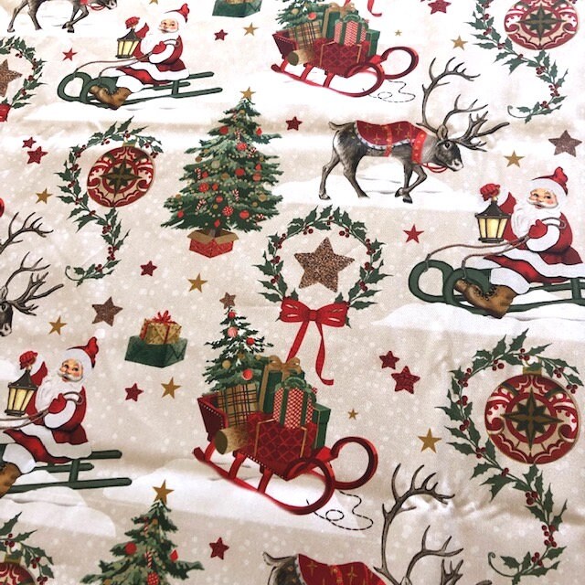 Rectangular 78" or 98" Tablecloth - Santa